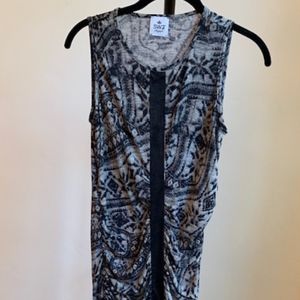 Gray and Black SW3 Bespoke Midi Dress with Ruching